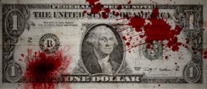 bloodstained dollar bill